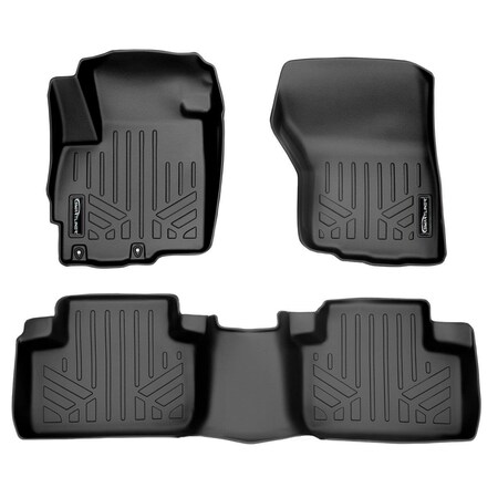 Smartliner SA0355-B0356 Custom Fit 2 Row Floor Mats Liner Set for 2011-2021 Mitsubishi Outlander Sport, Black SA0355/B0356